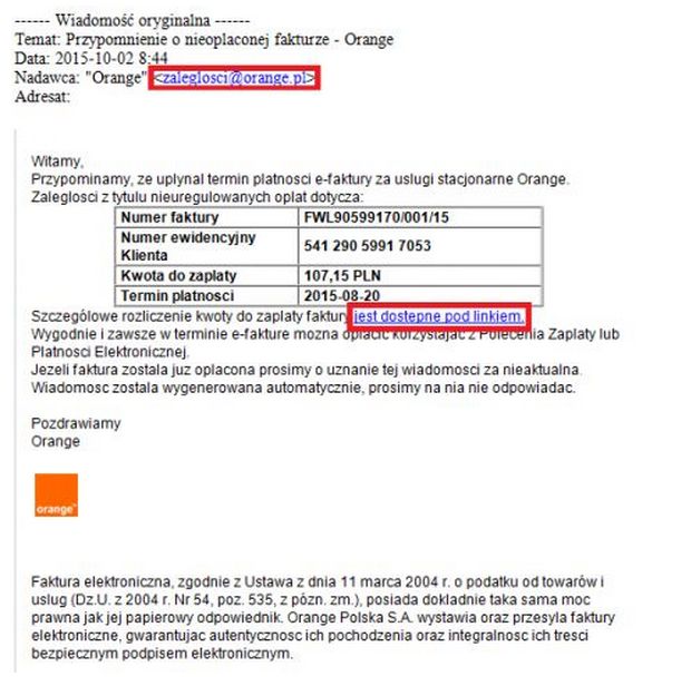 Orange phishing